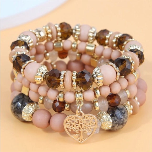 Boho Tree of Life Beads 4 Bracelets Set - Picture 1 of 4